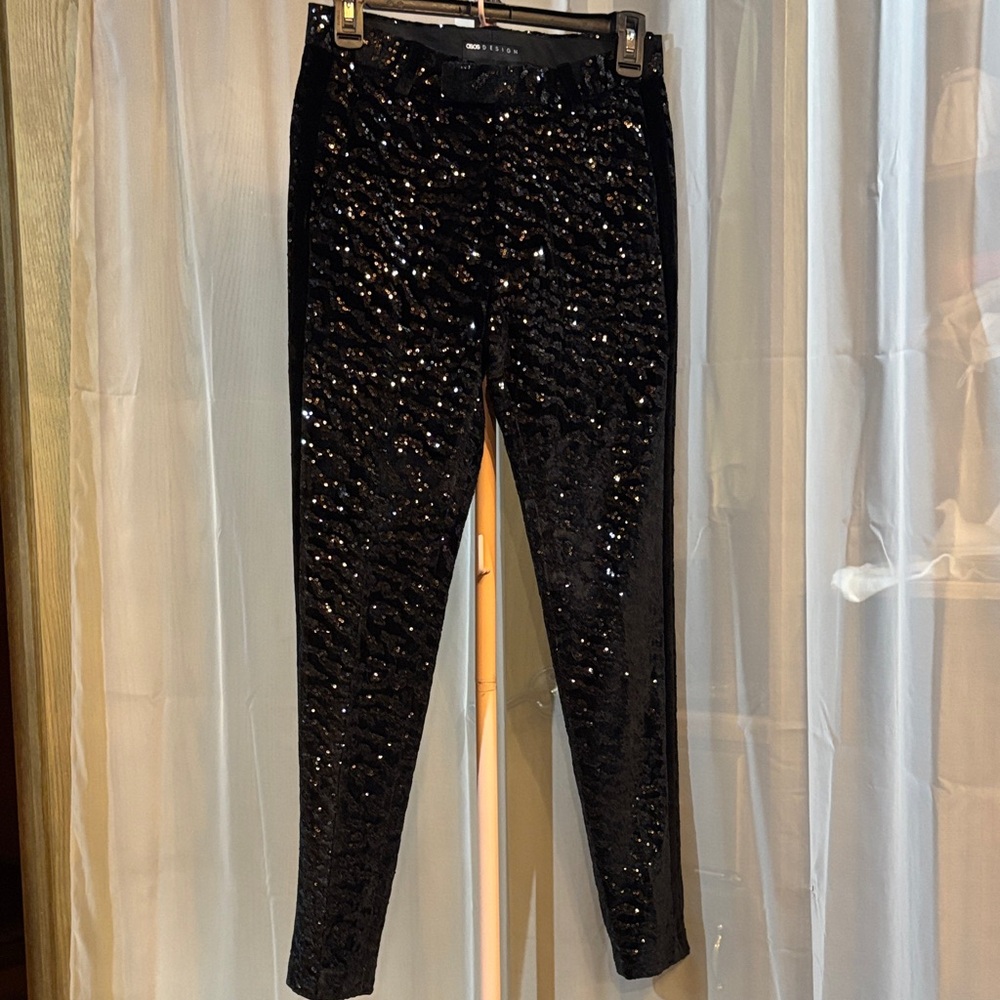 NWOT ASOS Festive Sequined Velvet Skinny Pants